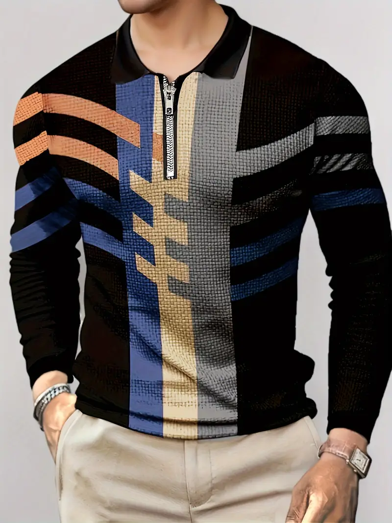 Louise® | Geometric Long Sleeve Zipper Shirt For Spring - Image 6