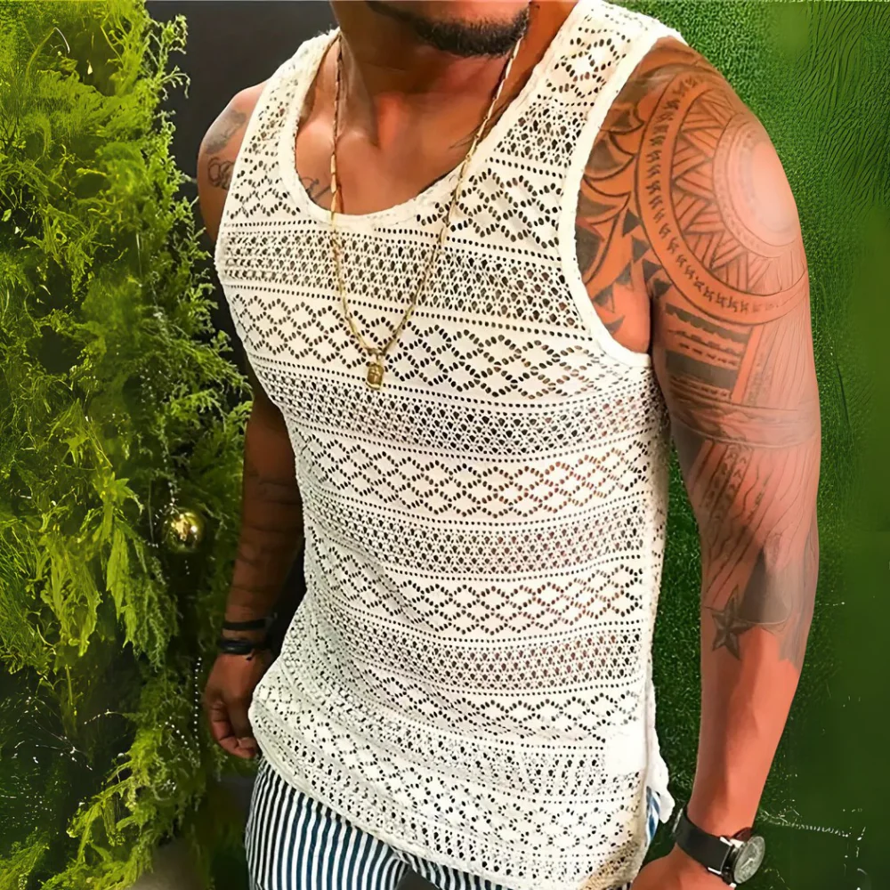 Lucas® | Fashionable hollow out tank top for men - Image 10
