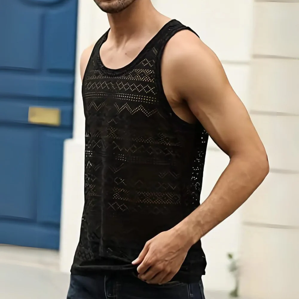 Lucas® | Fashionable hollow out tank top for men - Image 9
