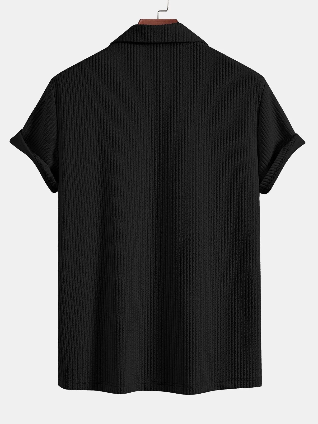 Lucas® | Ribbed Muscle Fit Shirt With Deep Cuban Collar - Image 4