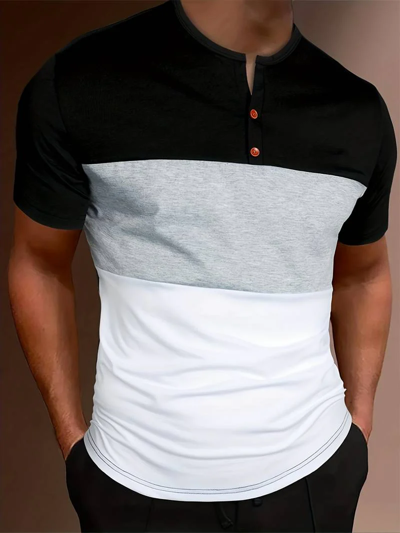 Lucia® | T-Shirt With Different Color Blocks For Men - Image 13