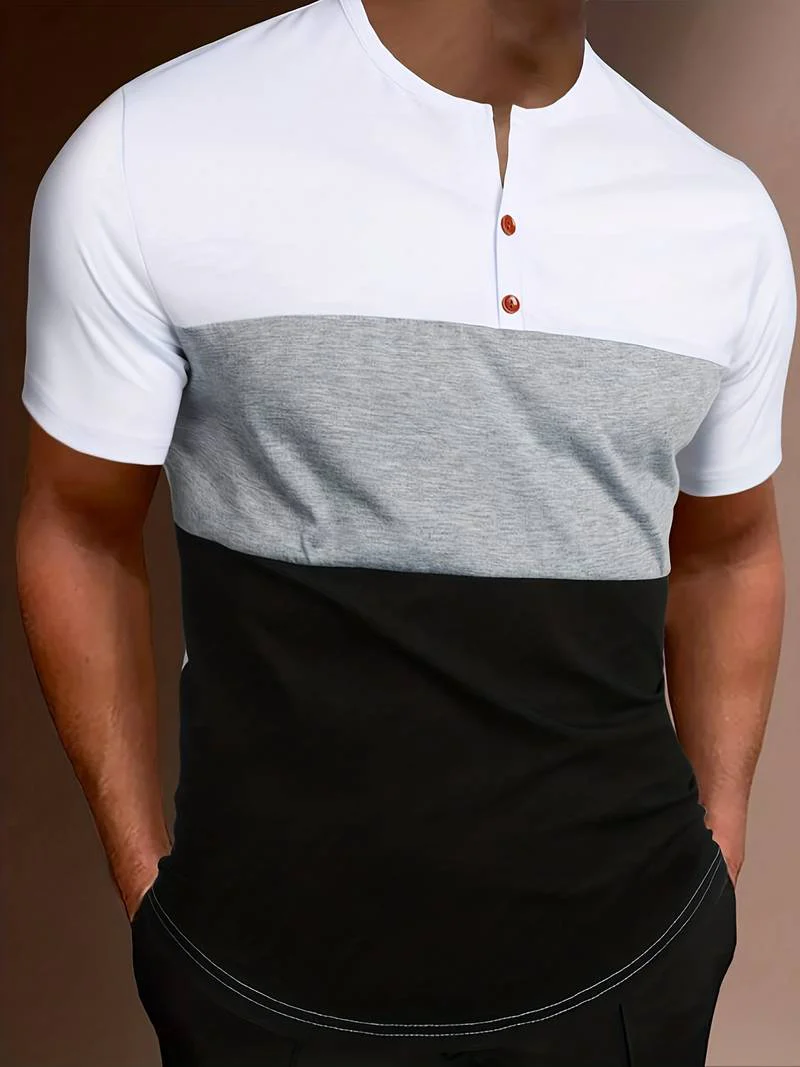 Lucia® | T-Shirt With Different Color Blocks For Men - Image 14