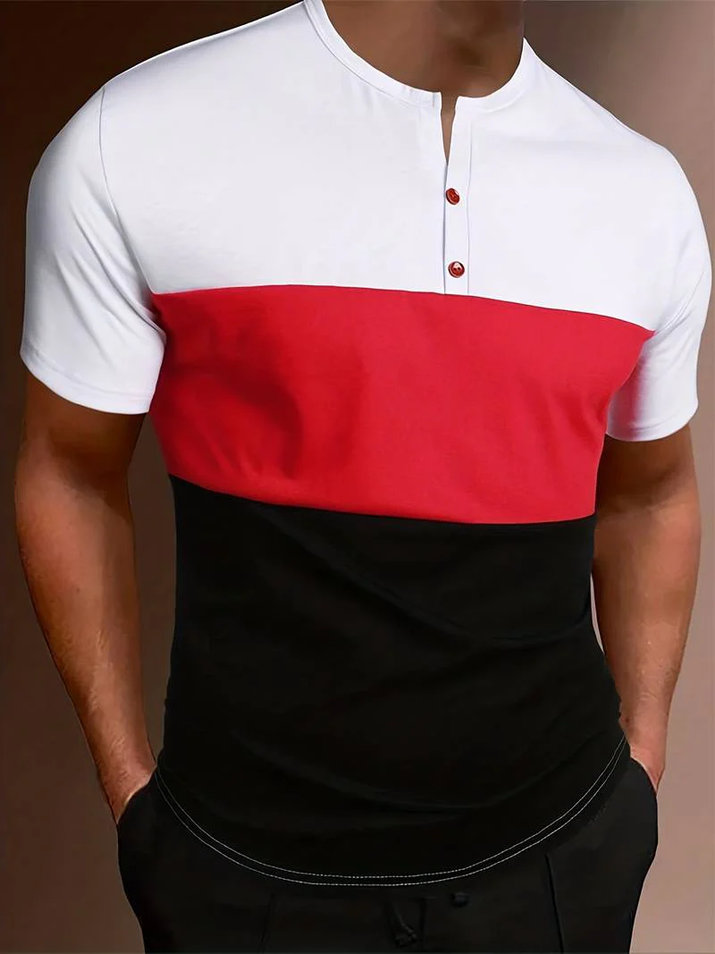 Lucia® | T-Shirt With Different Color Blocks For Men - Image 15