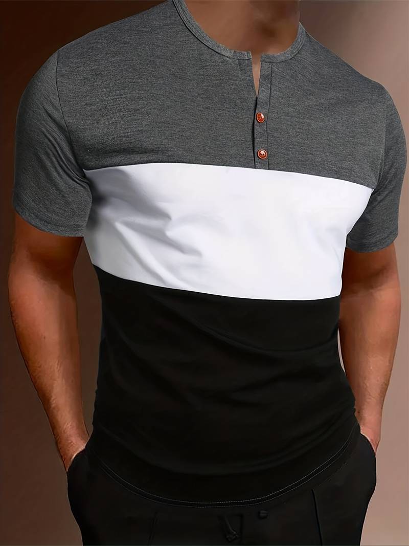 Lucia® | T-Shirt With Different Color Blocks For Men - Image 18
