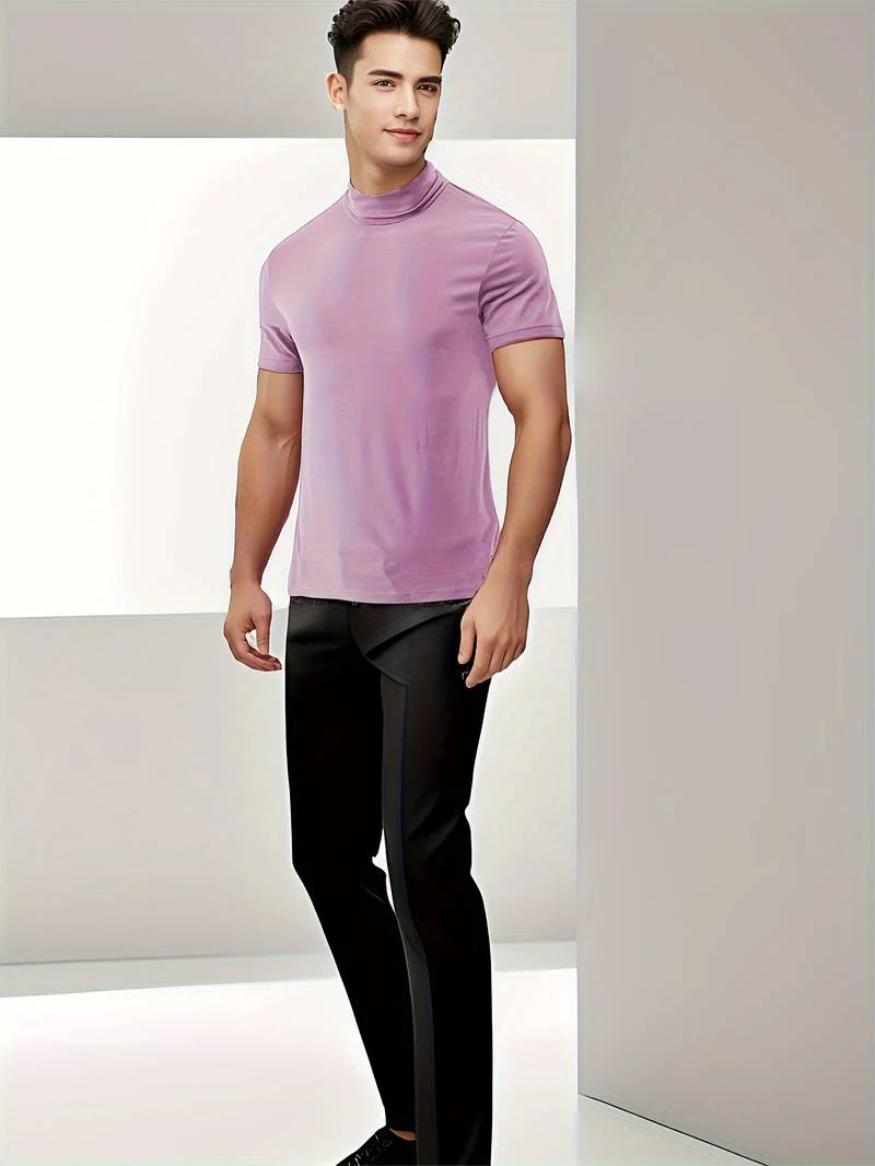 Lucian® | Casual Short Sleeve Turtleneck T-Shirt - Image 30
