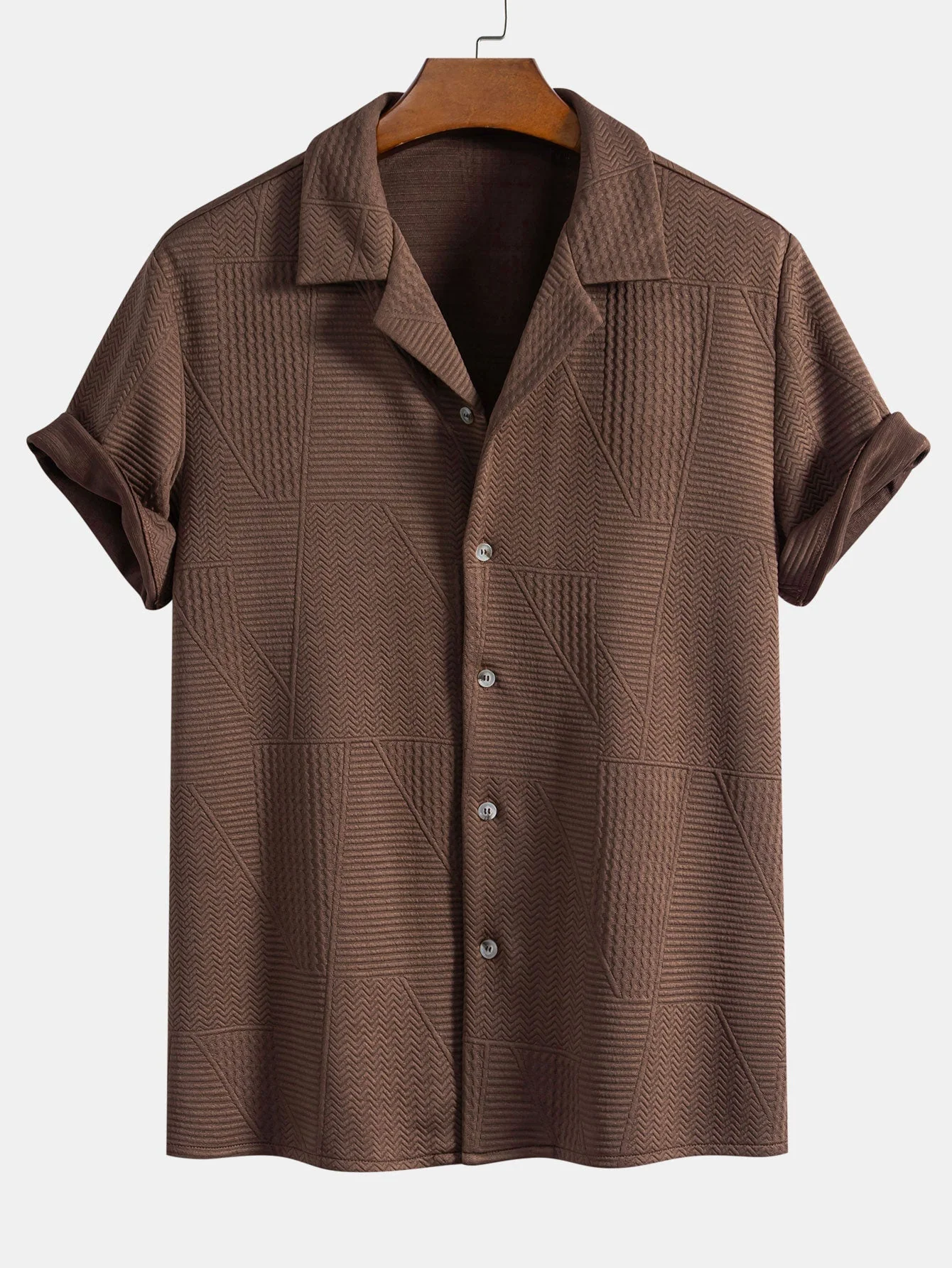 Luciano® | Short Sleeve Cuban Shirt With Geometric Texture