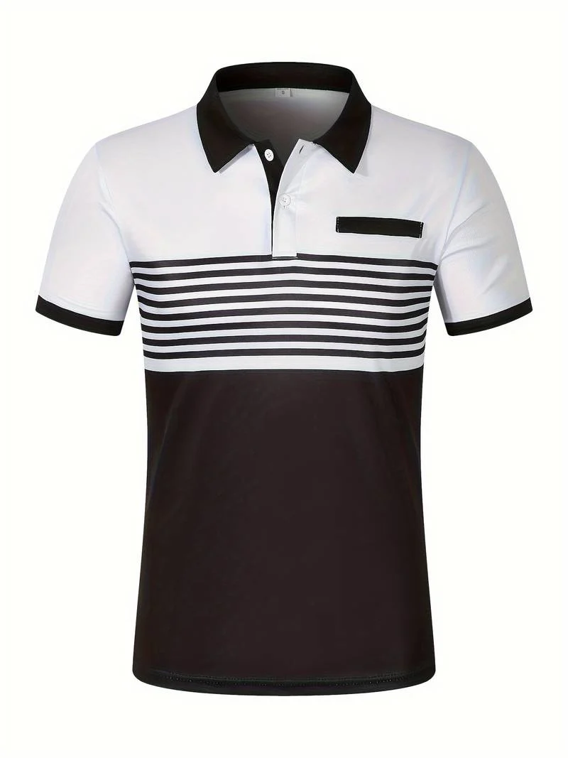 Lucie® | Casual Short Sleeve Stripe Polo Shirt For Men - Image 11