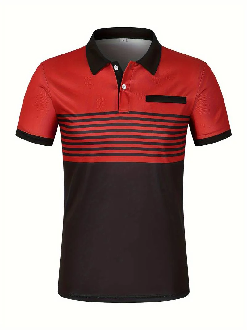 Lucie® | Casual Short Sleeve Stripe Polo Shirt For Men - Image 13