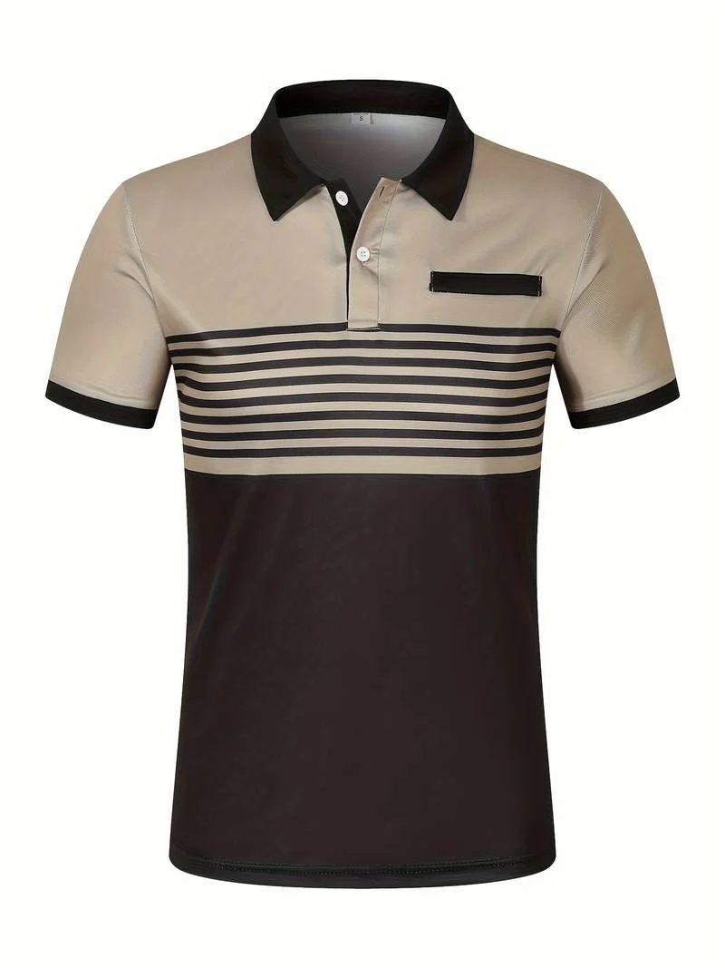 Lucie® | Casual Short Sleeve Stripe Polo Shirt For Men - Image 15