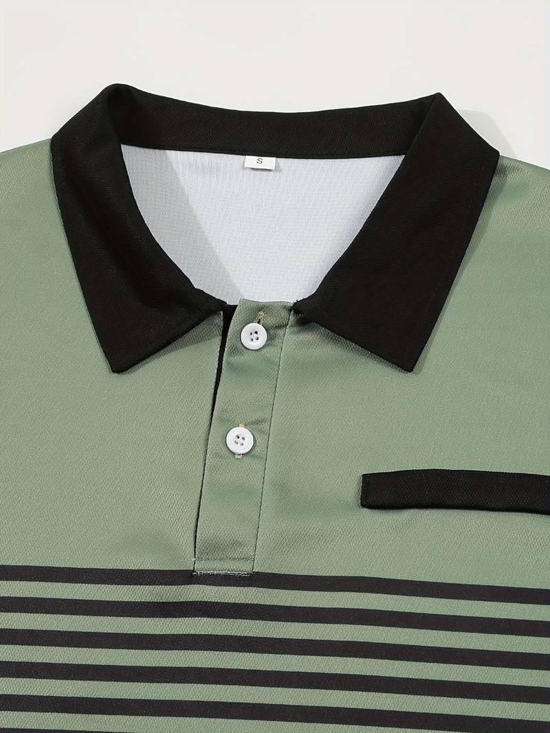 Lucie® | Casual Short Sleeve Stripe Polo Shirt For Men - Image 2