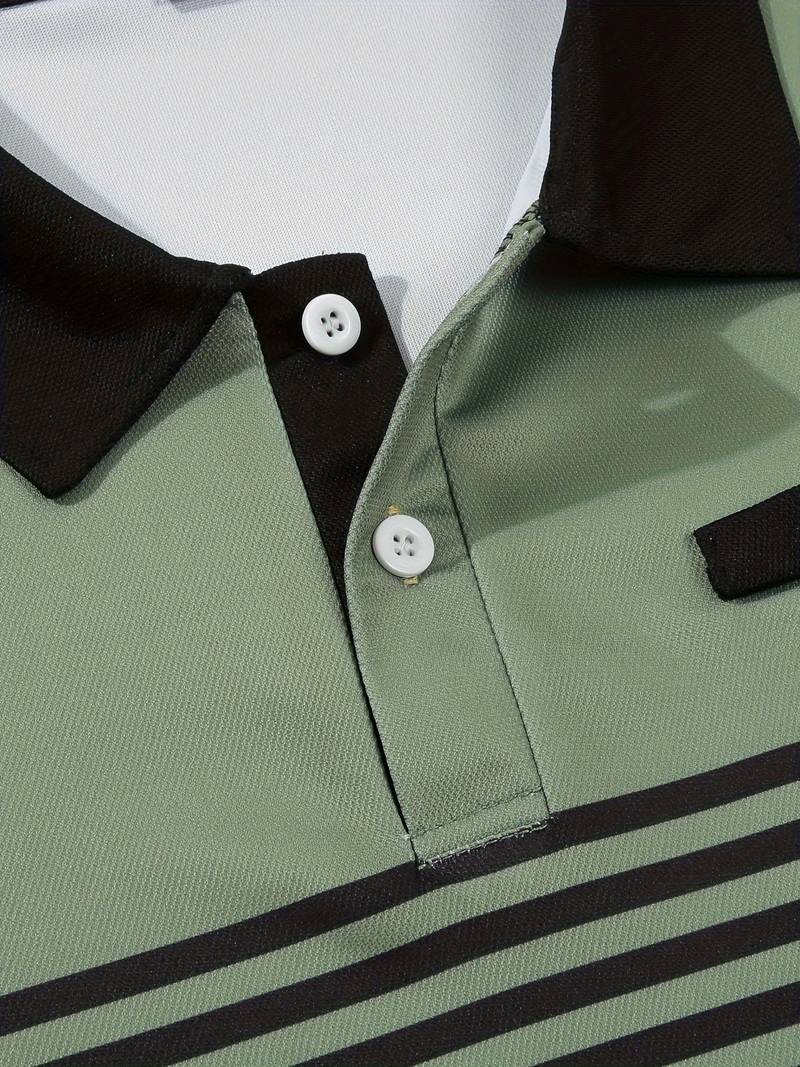 Lucie® | Casual Short Sleeve Stripe Polo Shirt For Men - Image 3