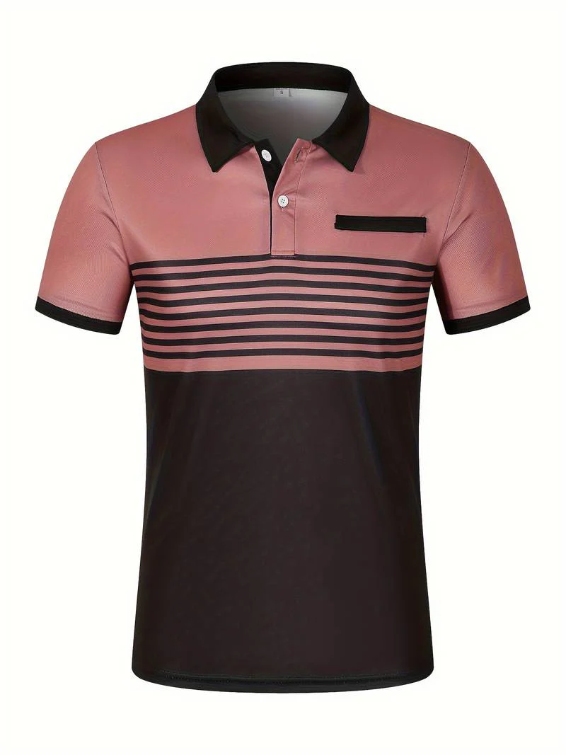 Lucie® | Casual Short Sleeve Stripe Polo Shirt For Men - Image 7