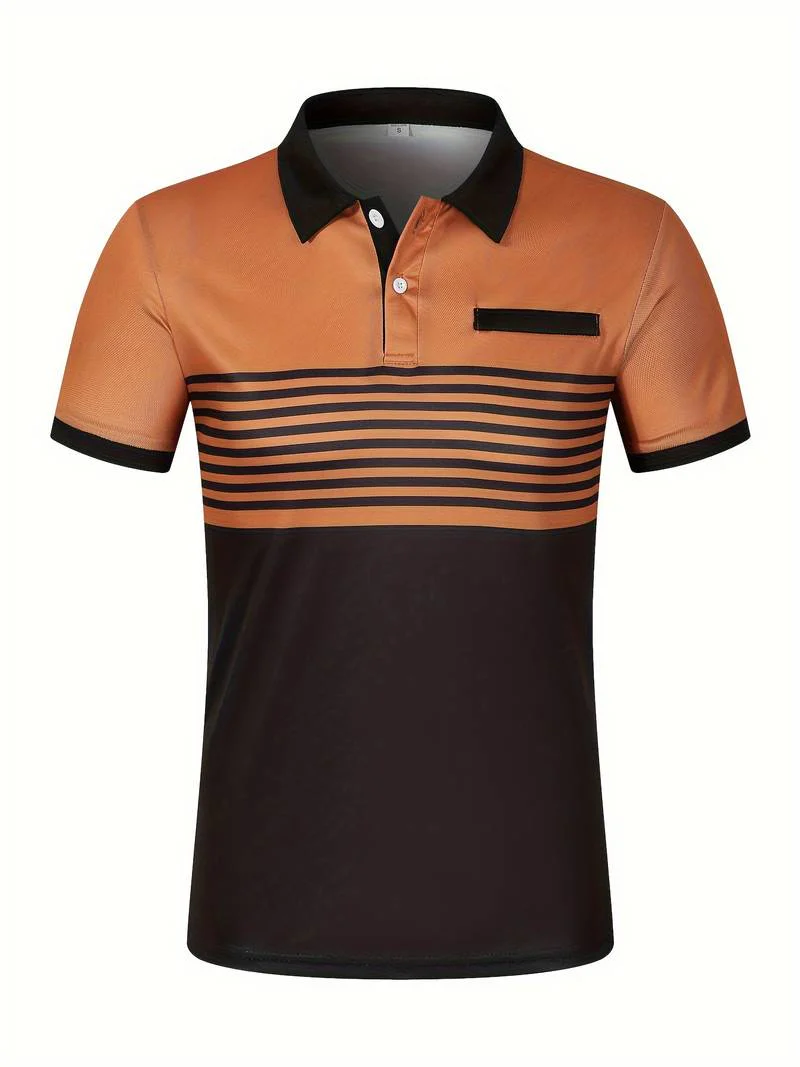 Lucie® | Casual Short Sleeve Stripe Polo Shirt For Men - Image 9