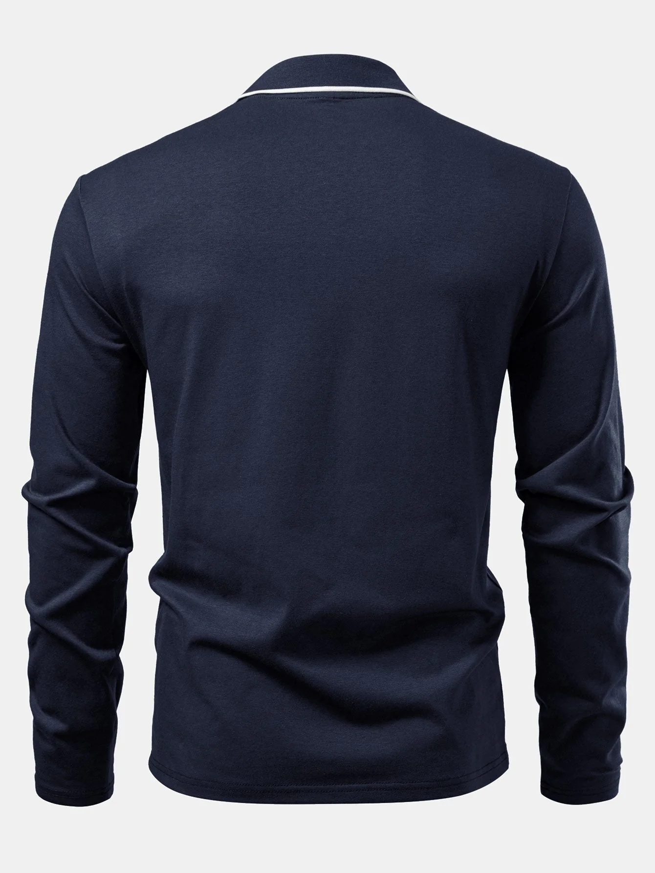 Lucio® | Long Sleeved Contrast Polo Shirt With Pocket - Image 12