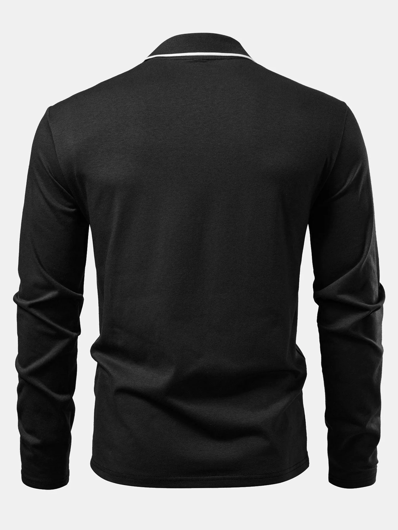 Lucio® | Long Sleeved Contrast Polo Shirt With Pocket - Image 16