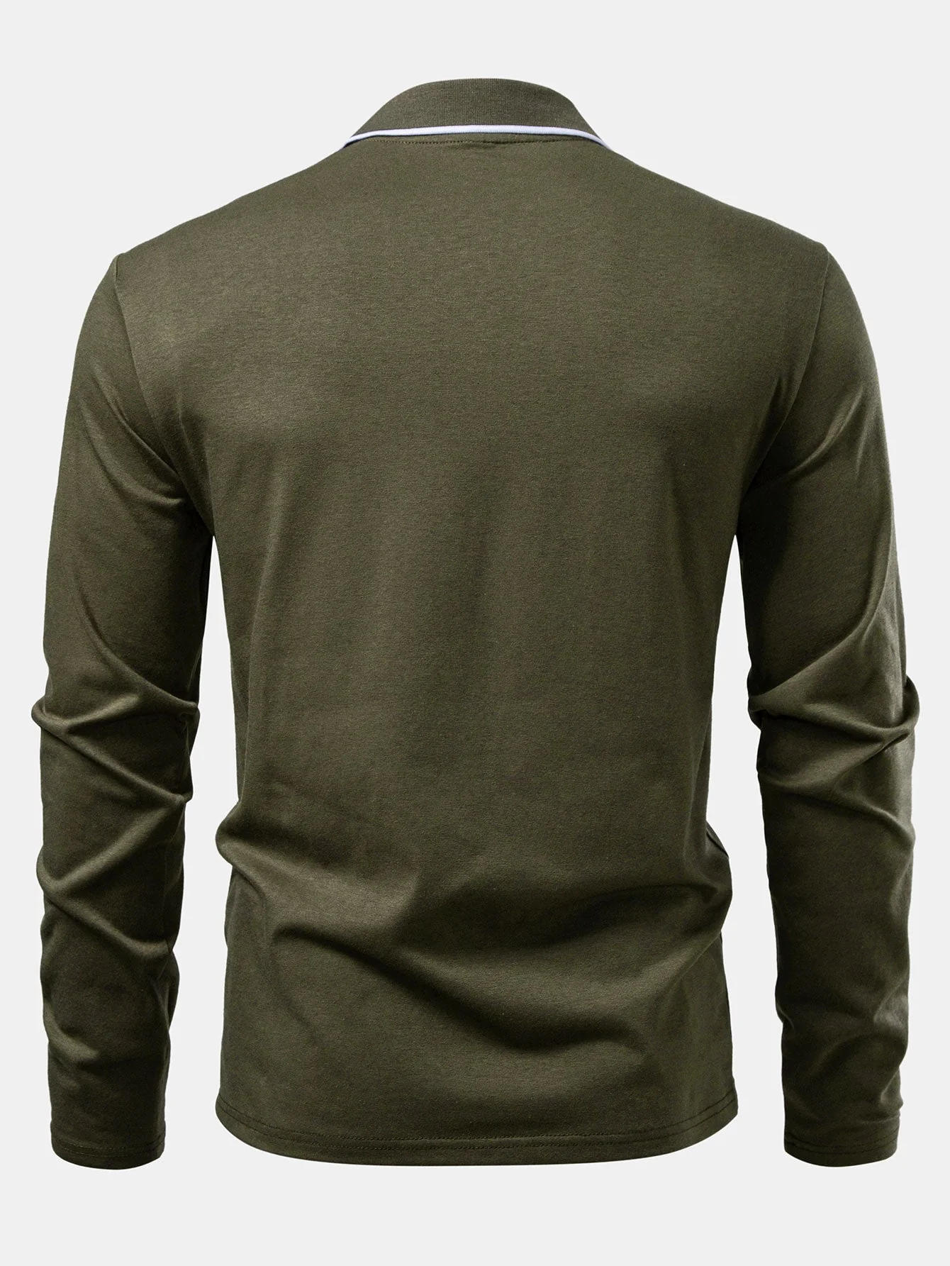 Lucio® | Long Sleeved Contrast Polo Shirt With Pocket - Image 18
