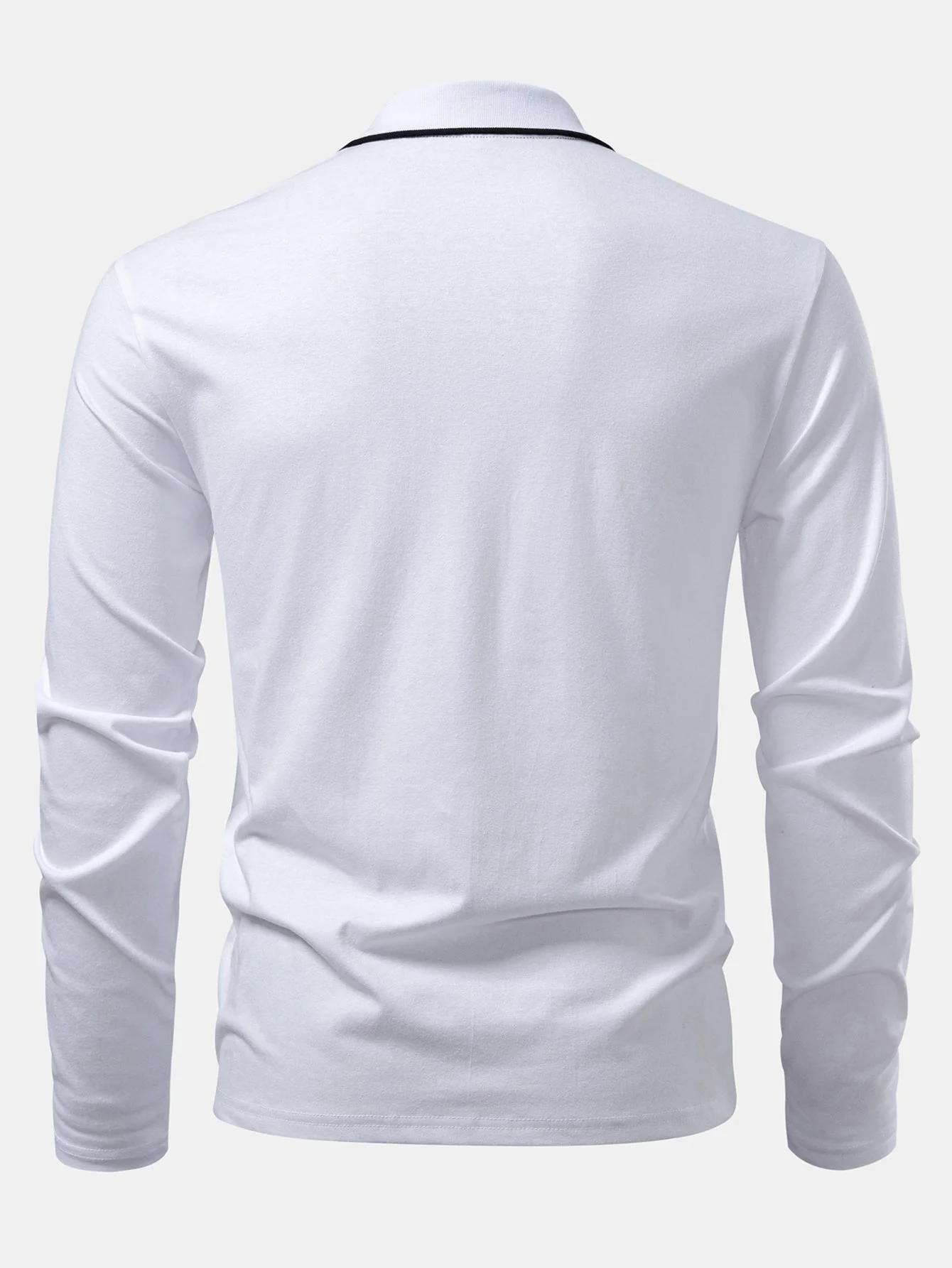 Lucio® | Long Sleeved Contrast Polo Shirt With Pocket - Image 2