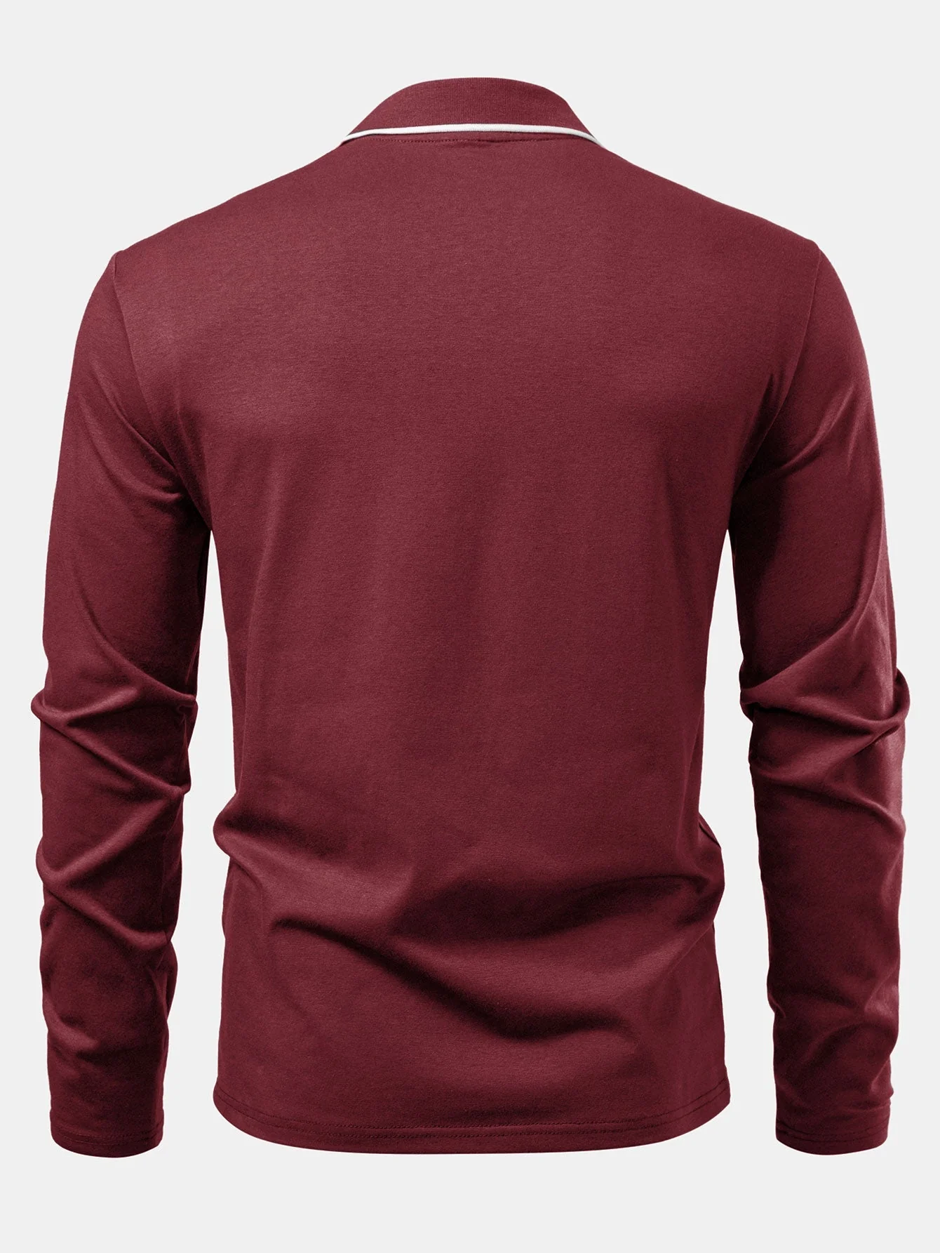 Lucio® | Long Sleeved Contrast Polo Shirt With Pocket - Image 20