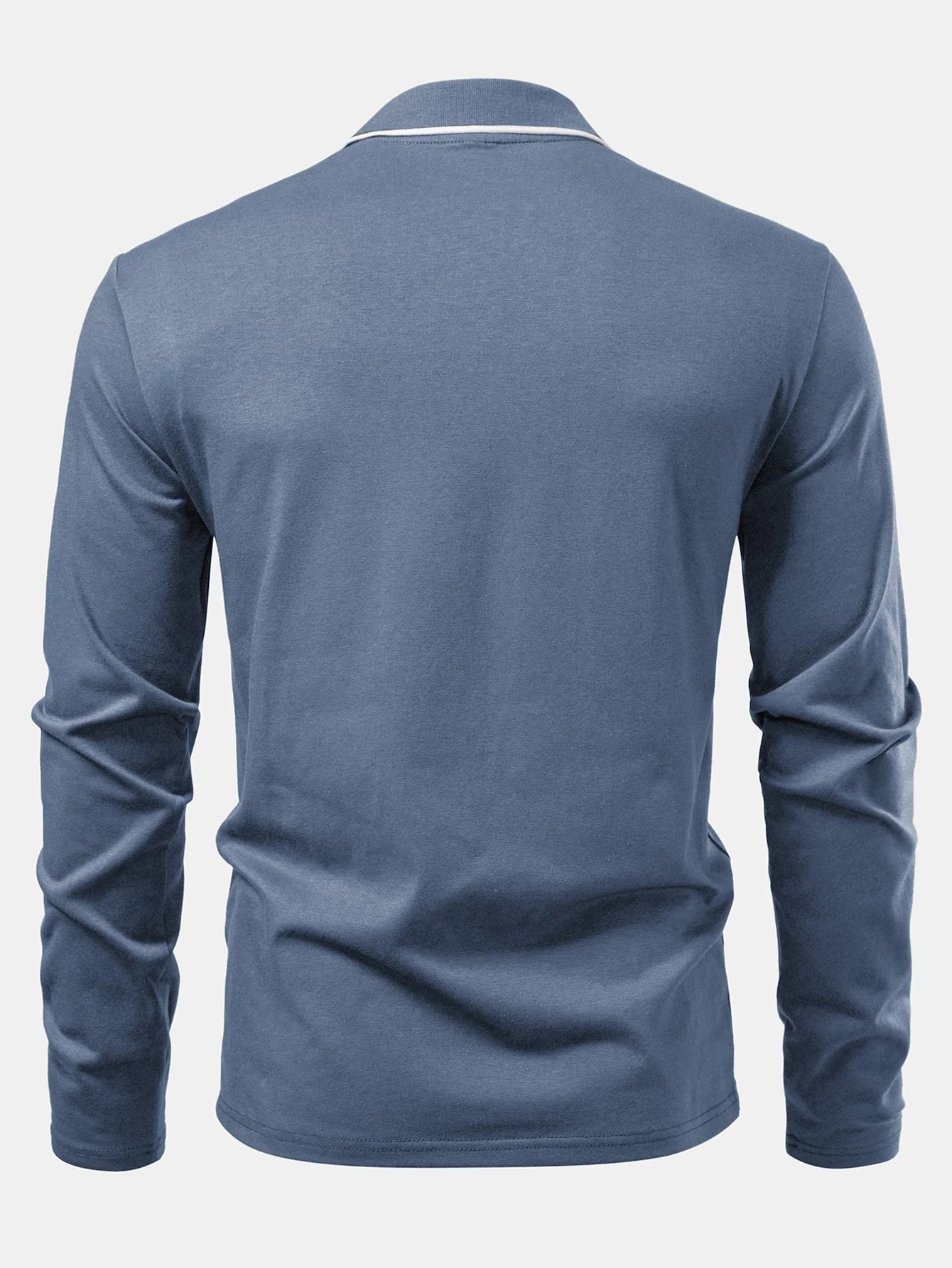 Lucio® | Long Sleeved Contrast Polo Shirt With Pocket - Image 6