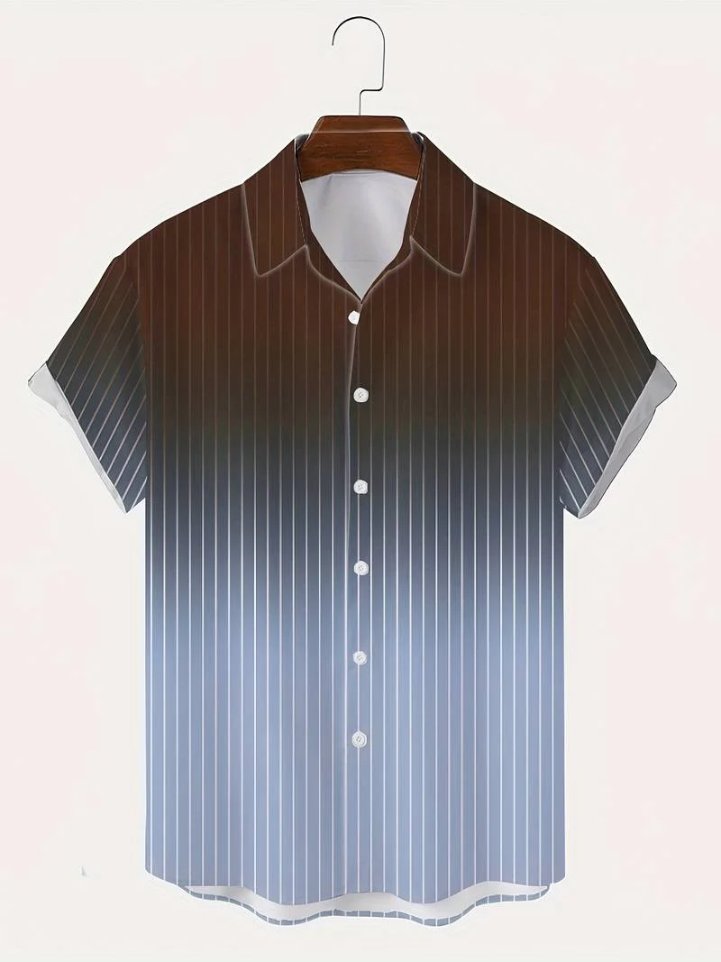 Lucrecia® | Short-Sleeved Gradient Button-Down Shirt For Men - Image 3