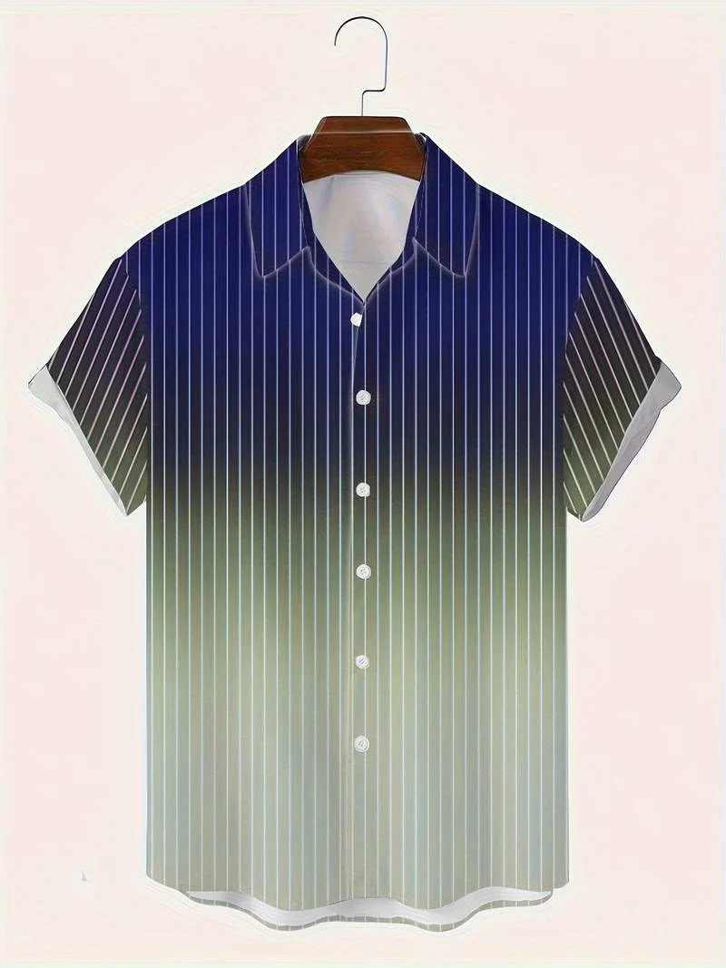 Lucrecia® | Short-Sleeved Gradient Button-Down Shirt For Men - Image 5
