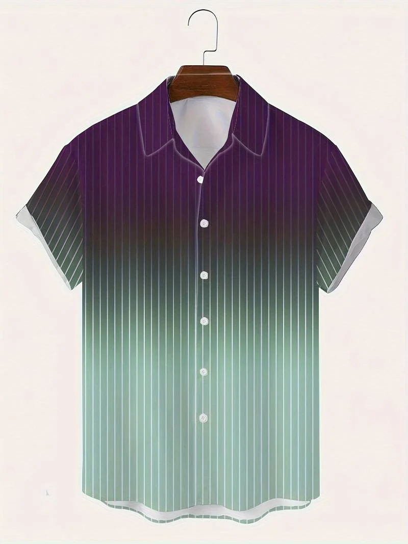 Lucrecia® | Short-Sleeved Gradient Button-Down Shirt For Men - Image 9