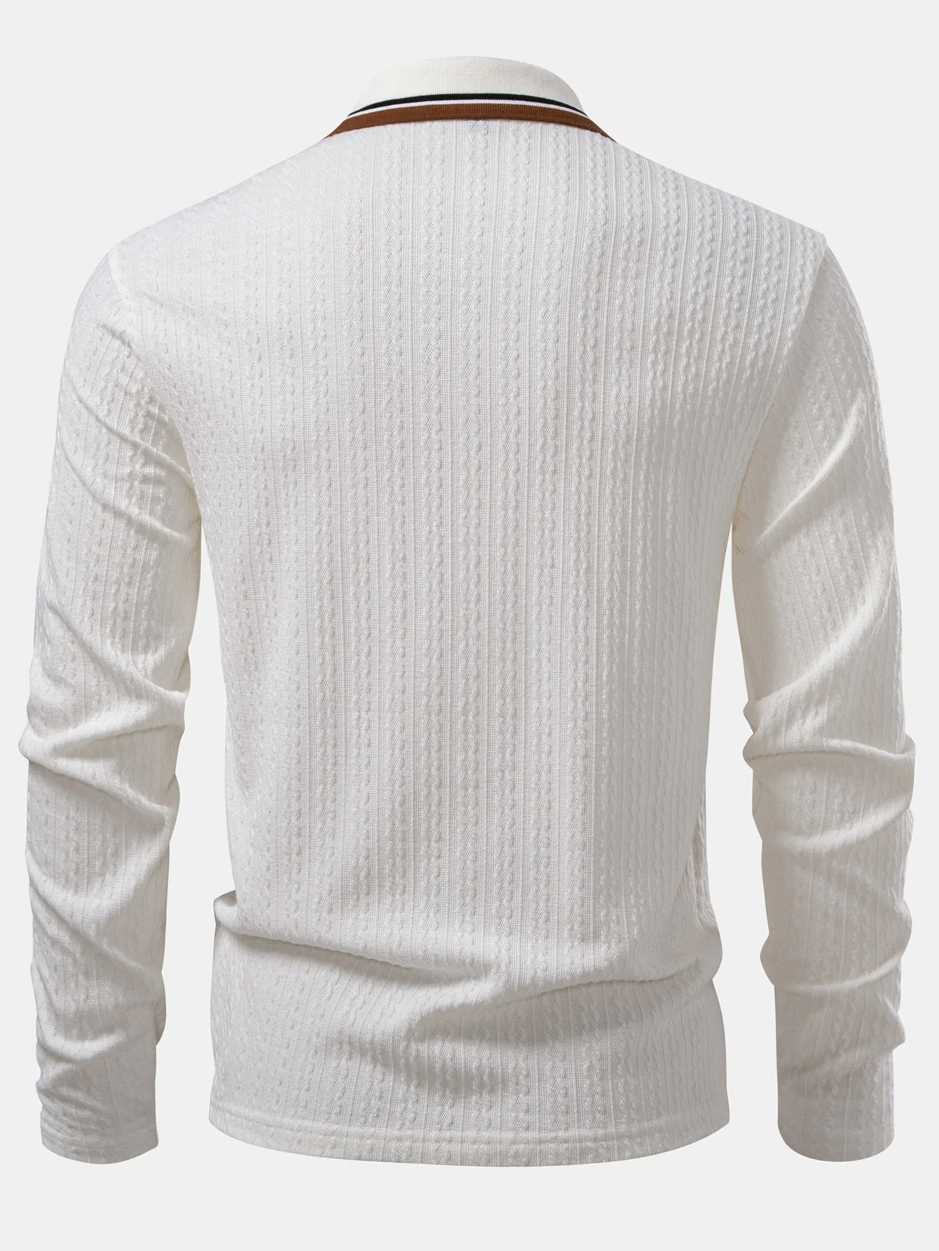 Ludovico® | Long Sleeve Twist Jacquard Polo Shirt - Image 4