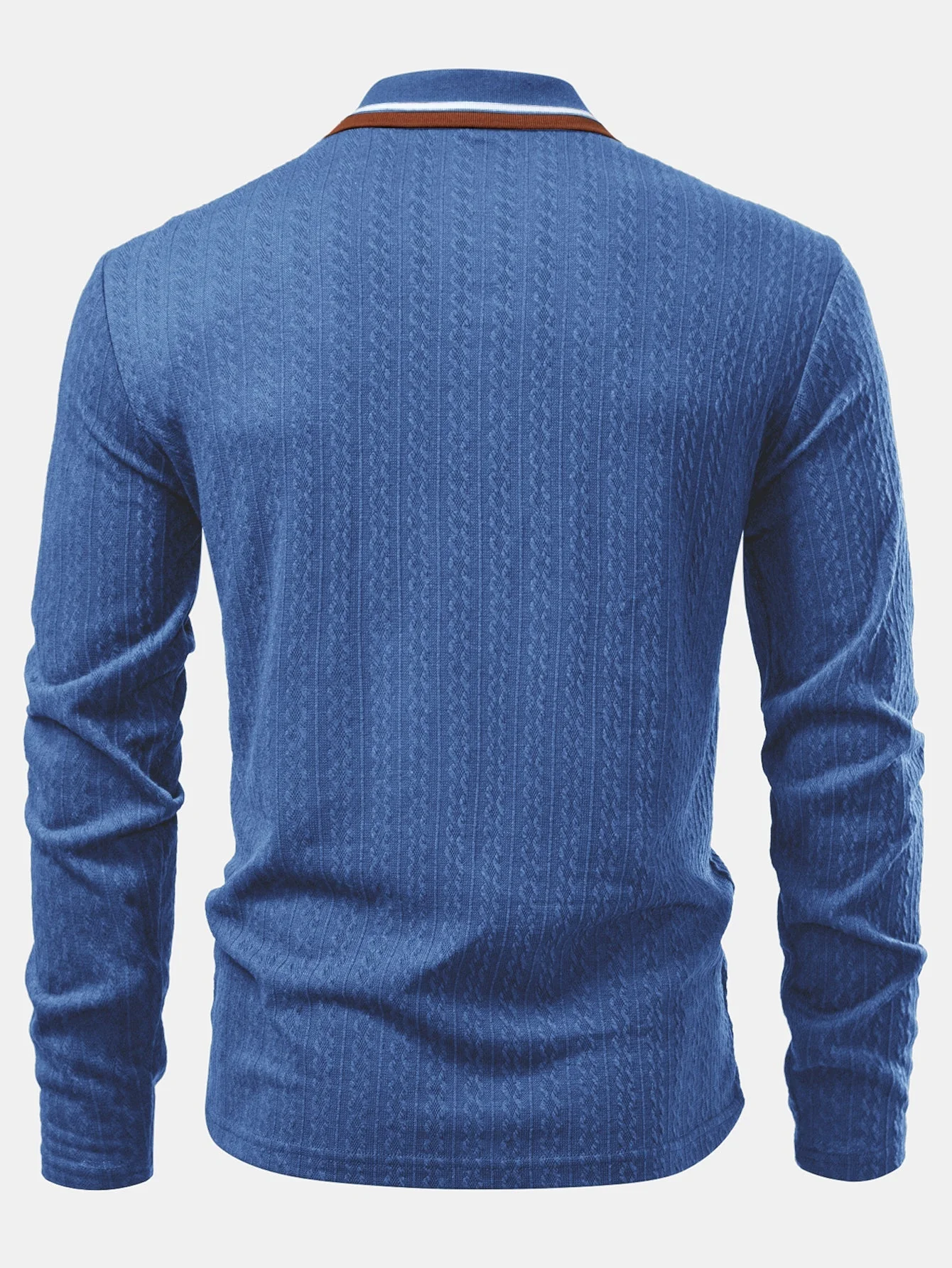 Ludovico® | Long Sleeve Twist Jacquard Polo Shirt - Image 8