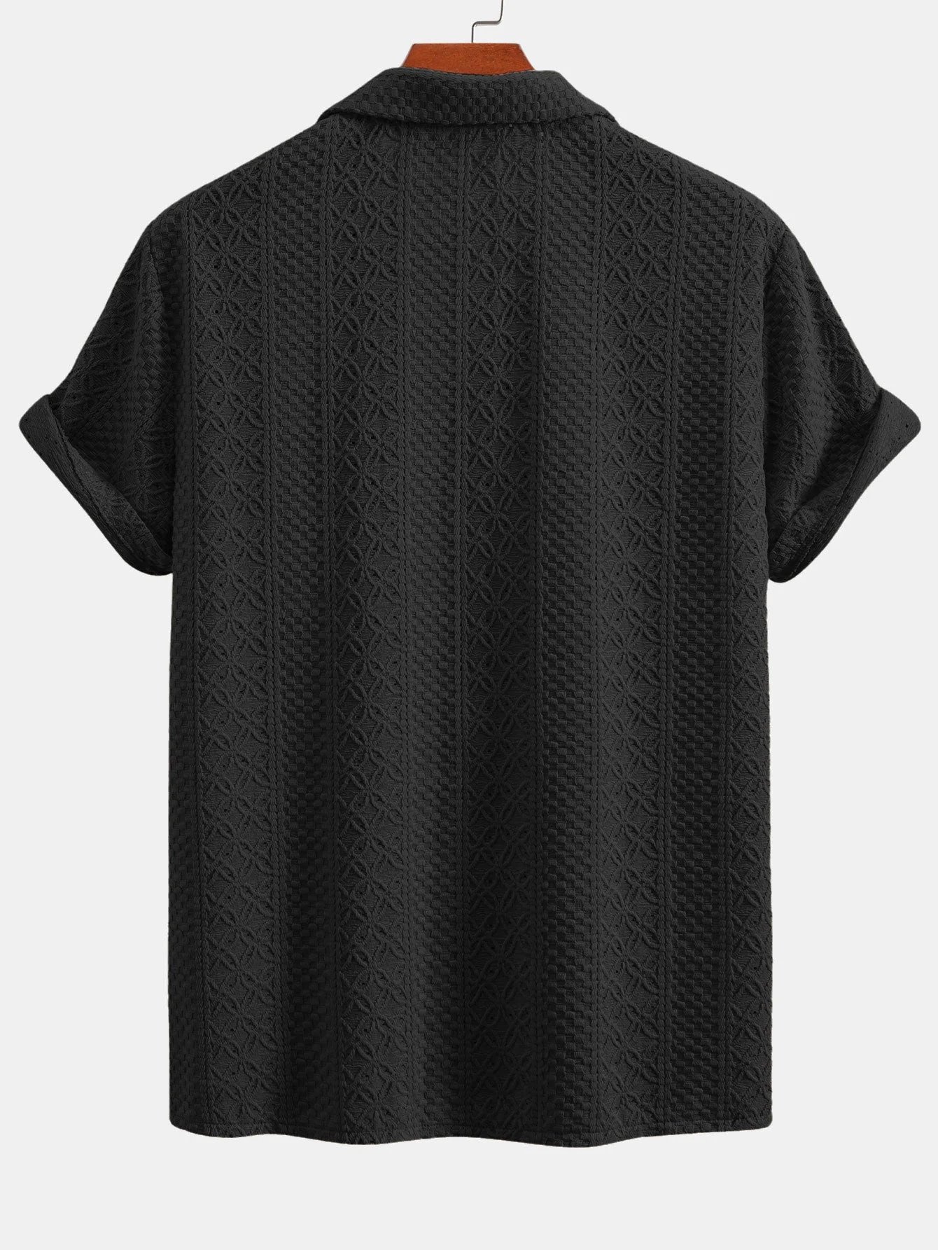Luis® | Floral Checkerboard Jacquard Cuban Shirt - Image 4