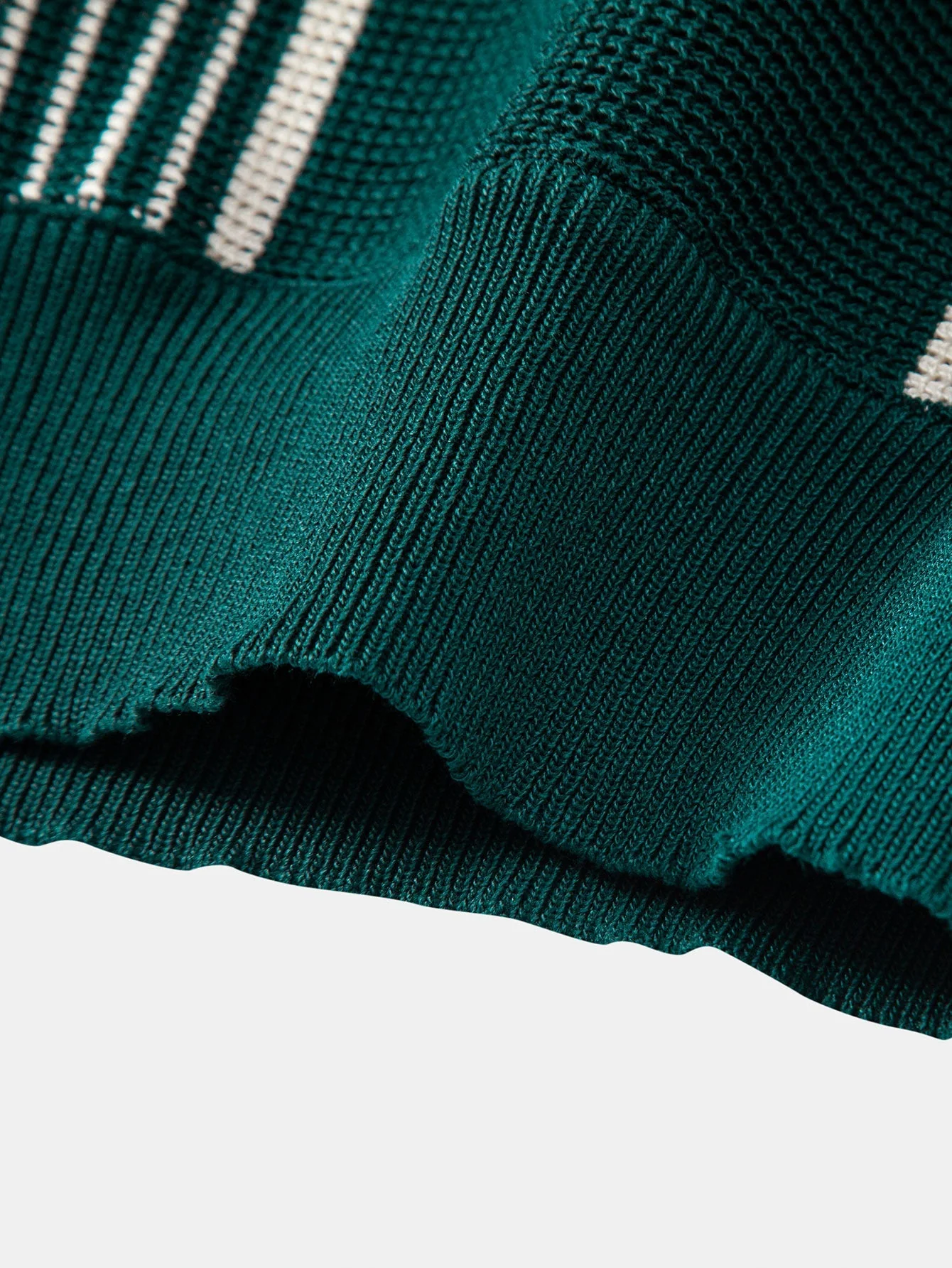 Luke | Stripe Knit Zip Up Polo Shirt - Image 4