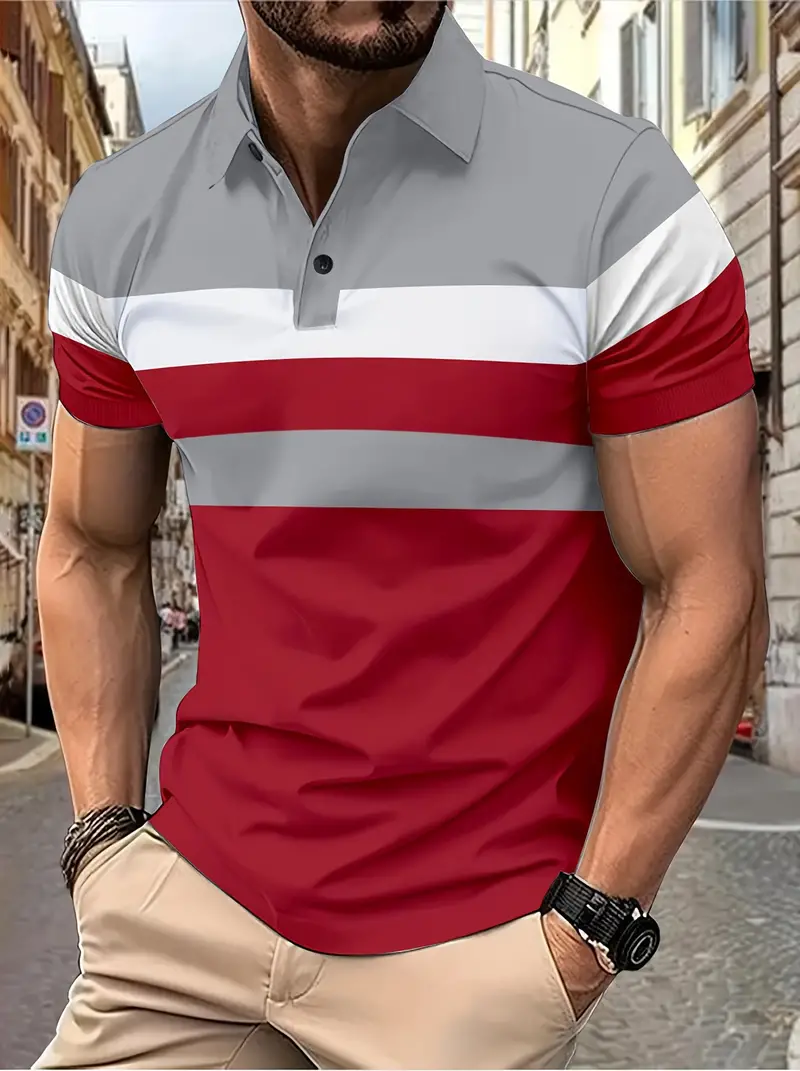 Lula® | Casual Men'S Short Sleeve Shirt With Color Block Design - Image 2
