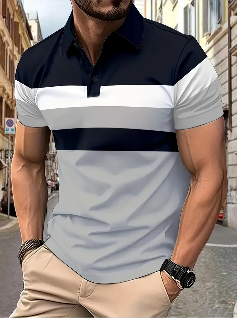 Lula® | Casual Men'S Short Sleeve Shirt With Color Block Design - Image 3