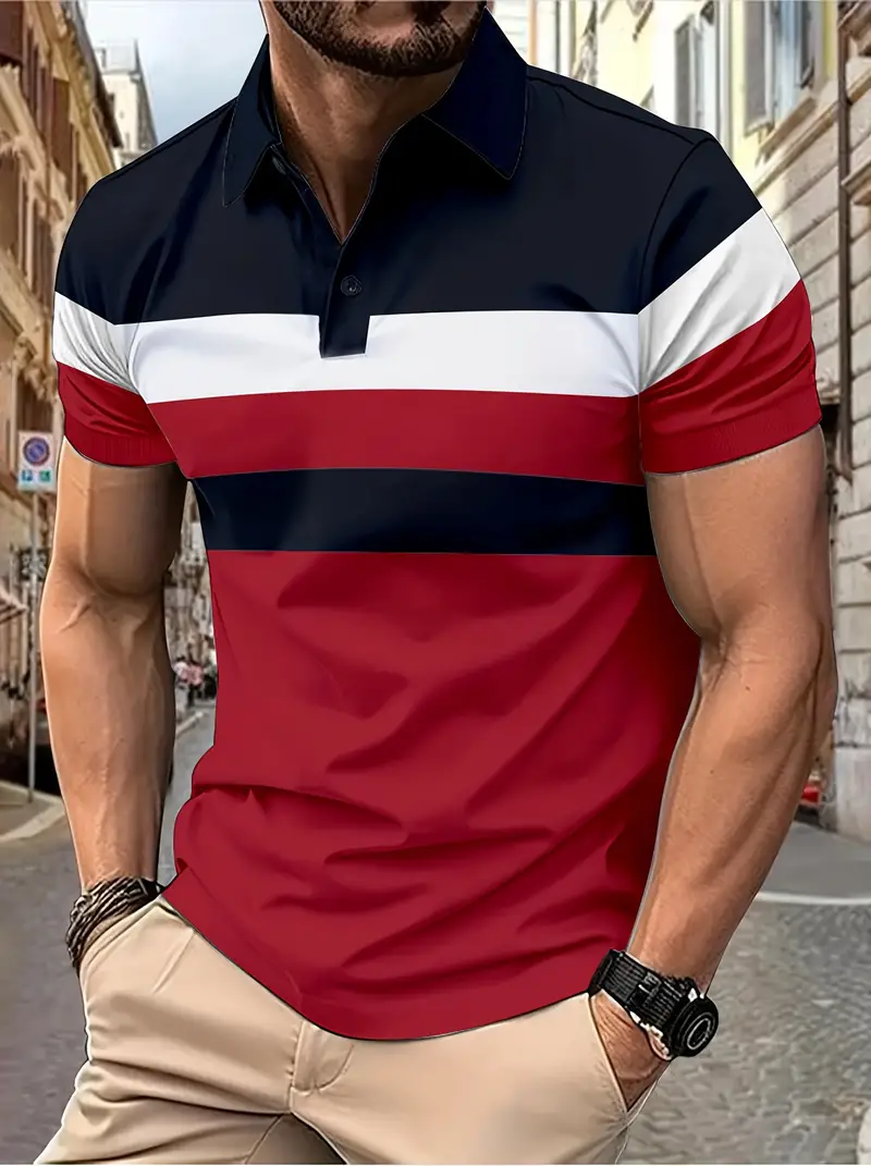 Lula® | Casual Men'S Short Sleeve Shirt With Color Block Design - Image 4