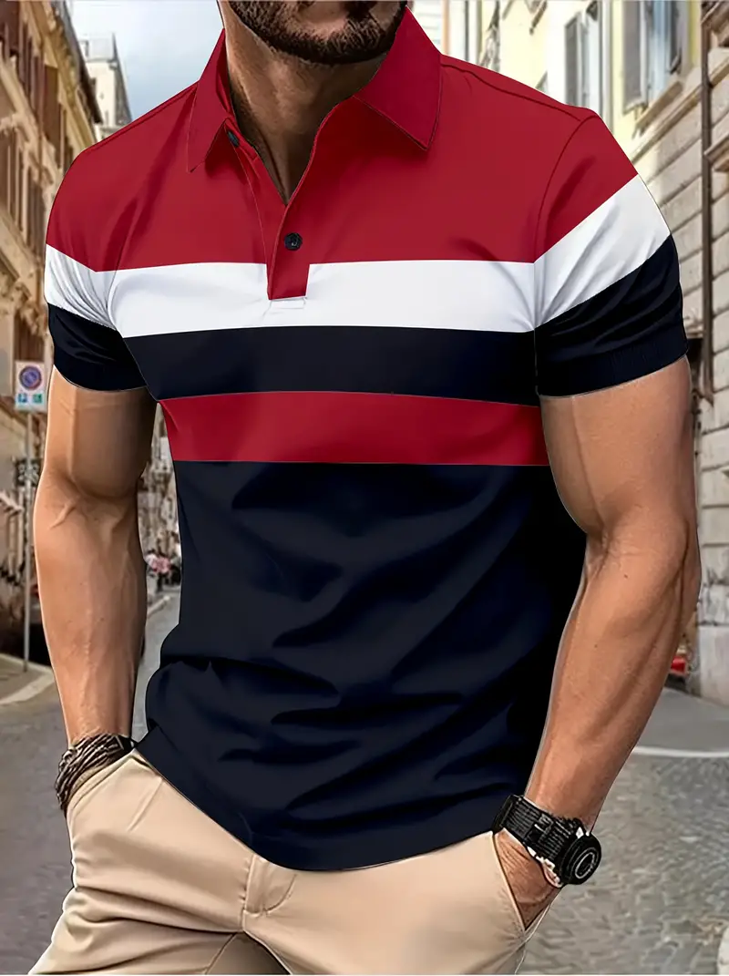 Lula® | Casual Men'S Short Sleeve Shirt With Color Block Design - Image 7