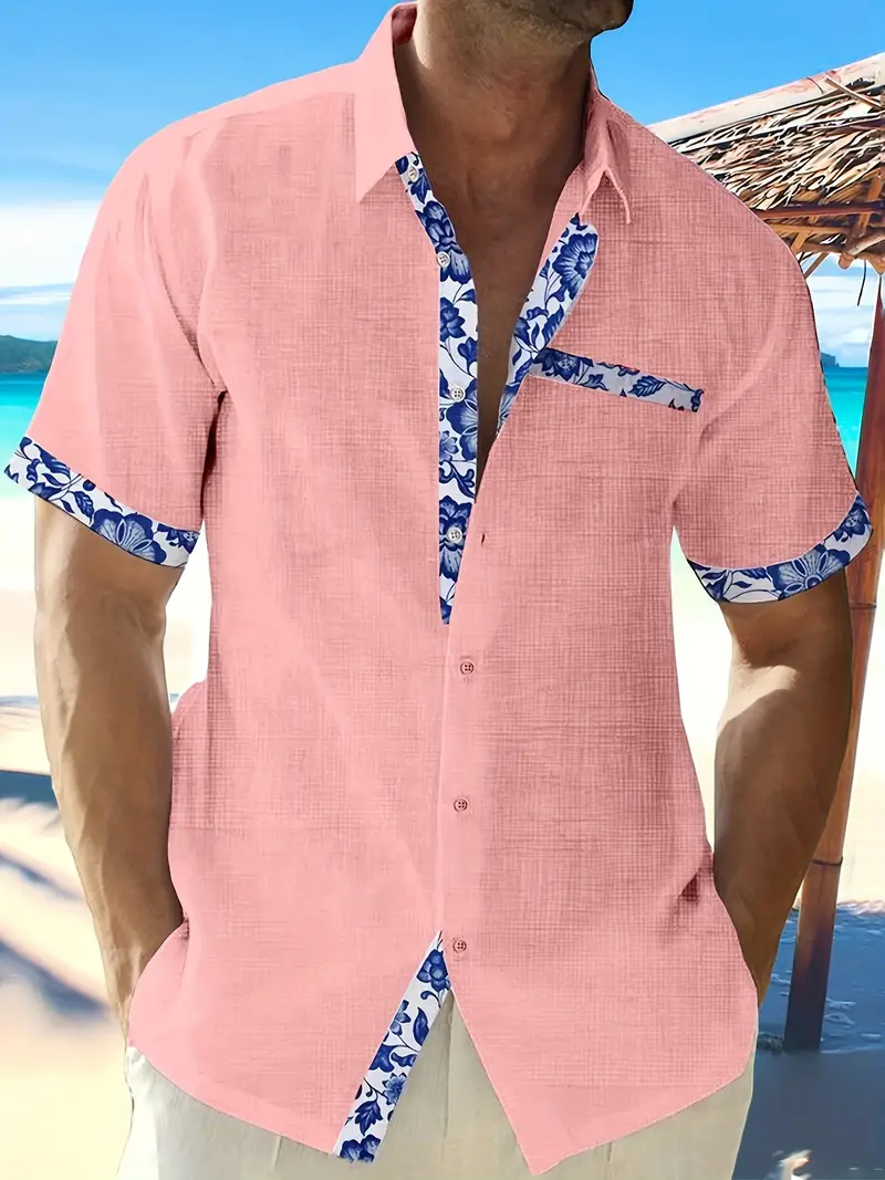 Lupita® | Trendy Short-Sleeved Shirt With Floral Border For Men - Image 2