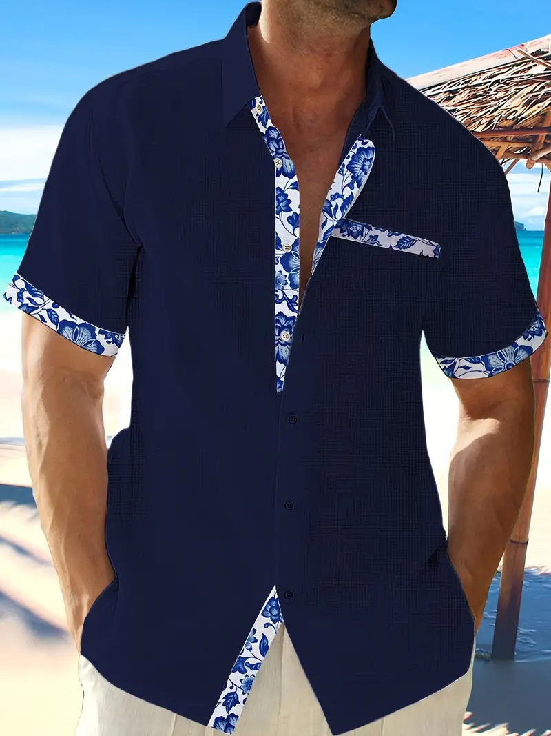 Lupita® | Trendy Short-Sleeved Shirt With Floral Border For Men - Image 4