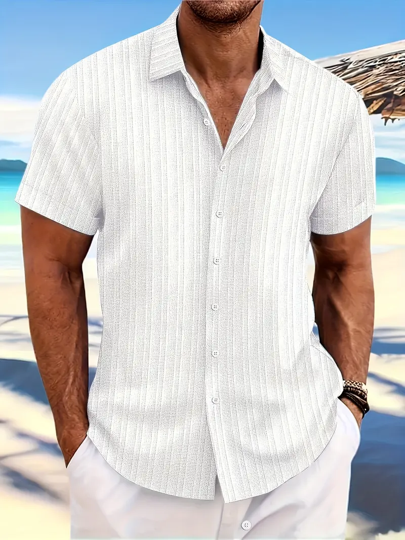 Lura® | Casually Chic Striped Short-Sleeved Shirt For Men - Image 16