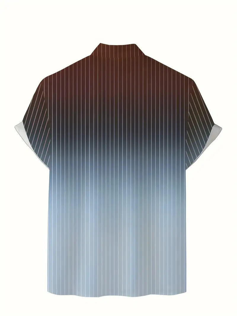 Lurton® | Men'S Short-Sleeved Button-Down Shirt With Gradient And Striped Pattern For Spring/Summer - Image 10