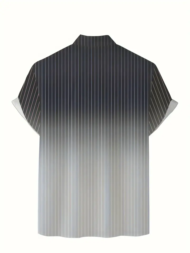 Lurton® | Men'S Short-Sleeved Button-Down Shirt With Gradient And Striped Pattern For Spring/Summer - Image 6