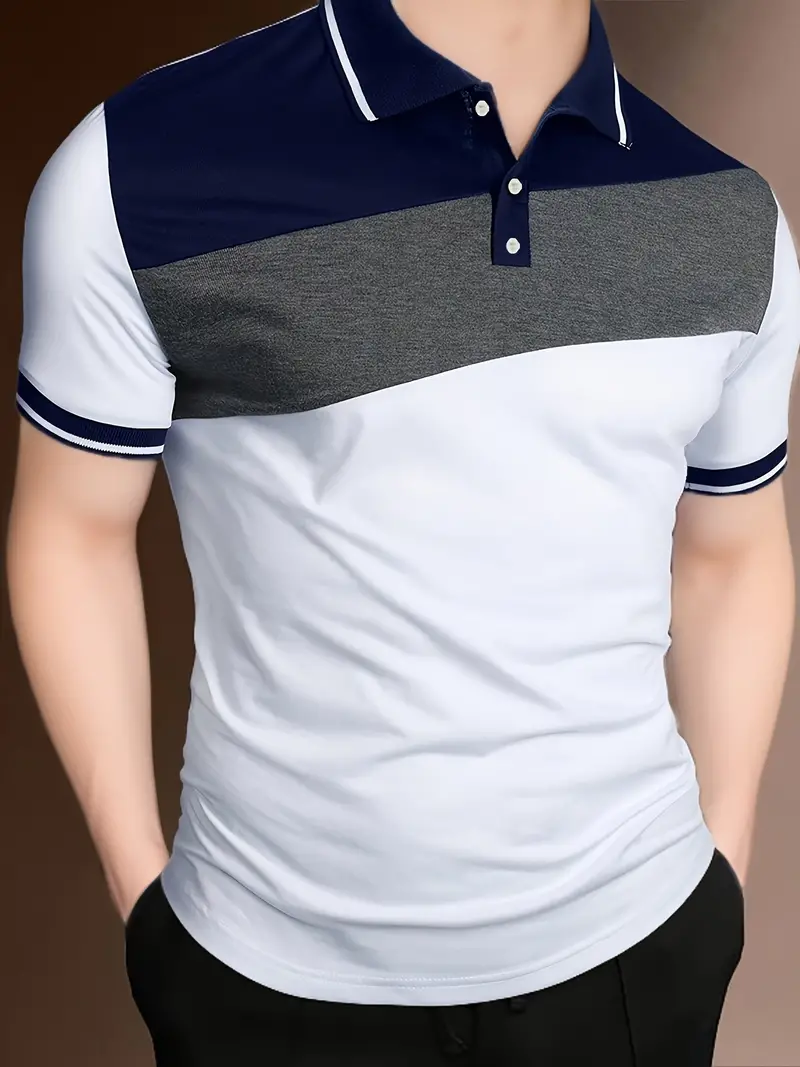 Lyle® | Geometric Color Block Short Sleeve Shirt For Men - Image 5