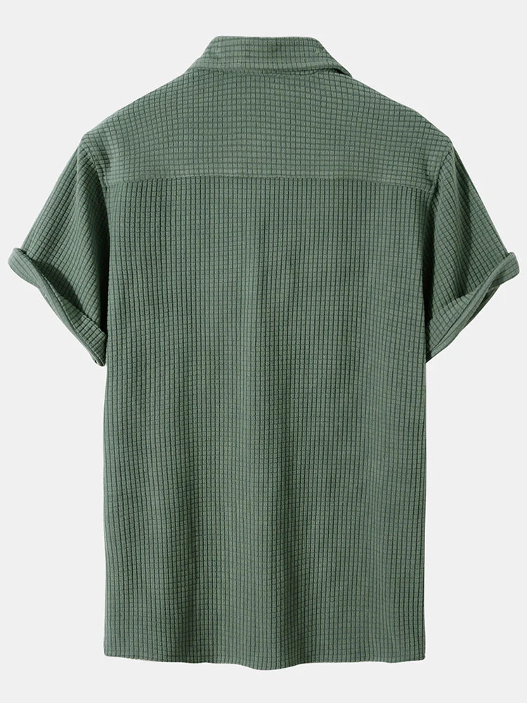 Lyle® | Waffle Lapel Solid Henley Shirts - Image 2