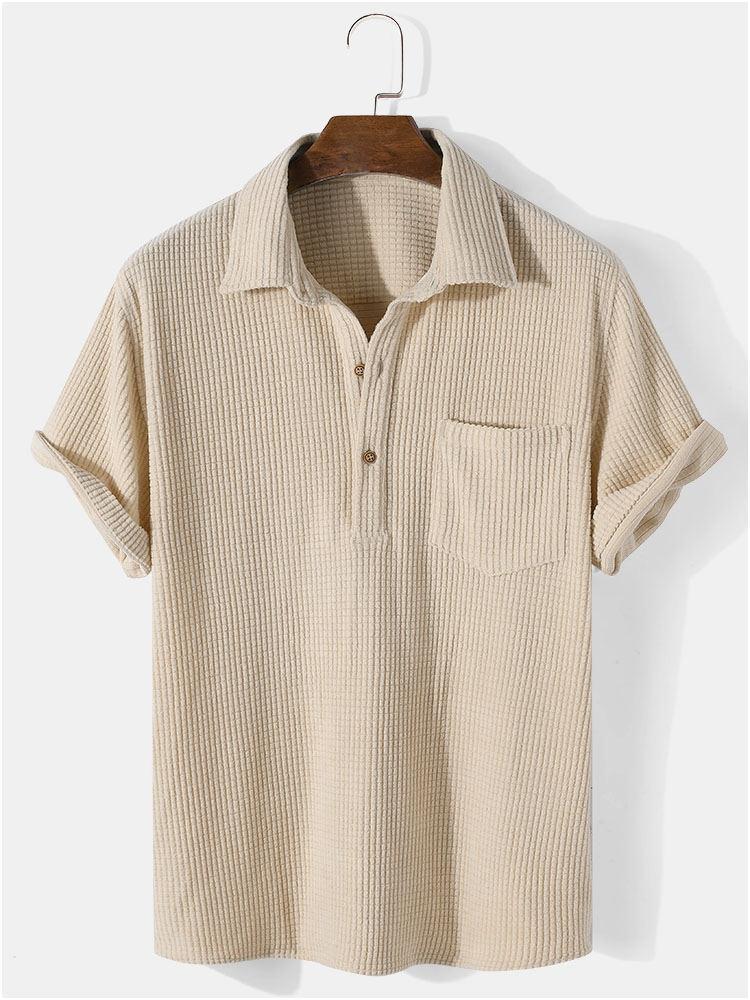 Lyle® | Waffle Lapel Solid Henley Shirts - Image 3