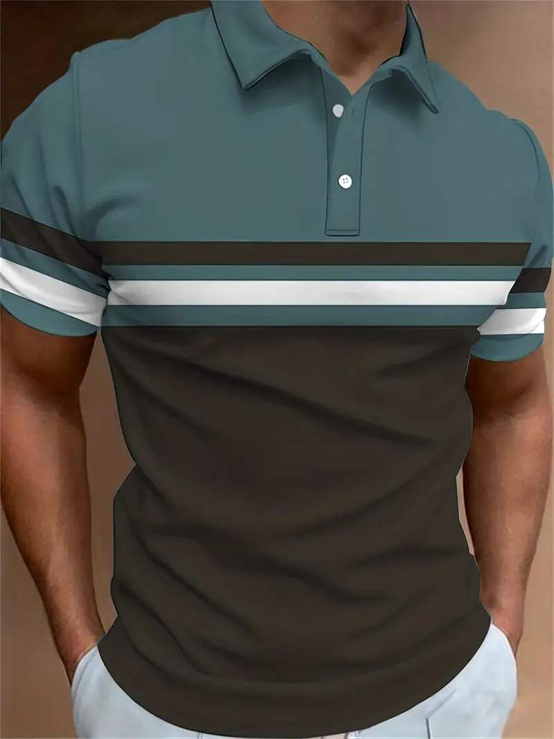 Lynn® | Casual, Trendy Striped Pattern Short-Sleeved Shirt For Men - Image 24