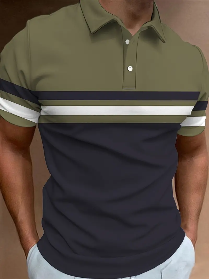 Lynn® | Casual, Trendy Striped Pattern Short-Sleeved Shirt For Men - Image 25