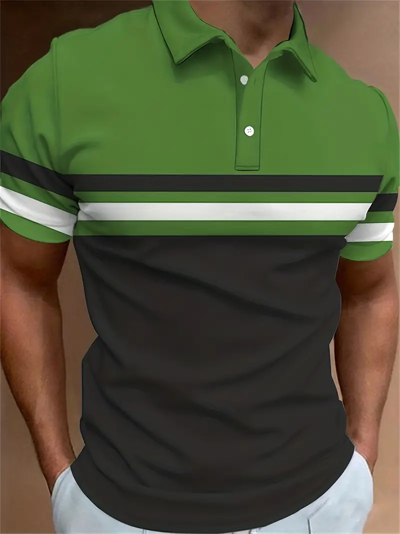 Lynn® | Casual, Trendy Striped Pattern Short-Sleeved Shirt For Men - Image 28