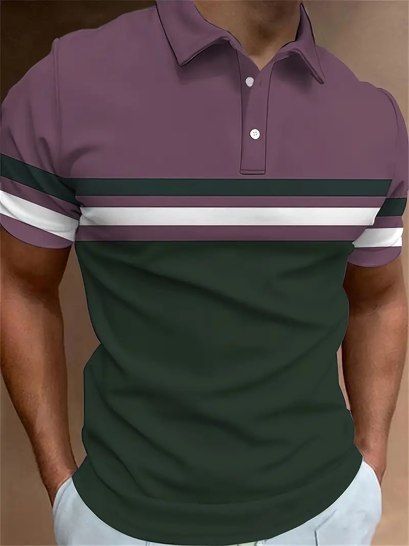 Lynn® | Casual, Trendy Striped Pattern Short-Sleeved Shirt For Men - Image 29