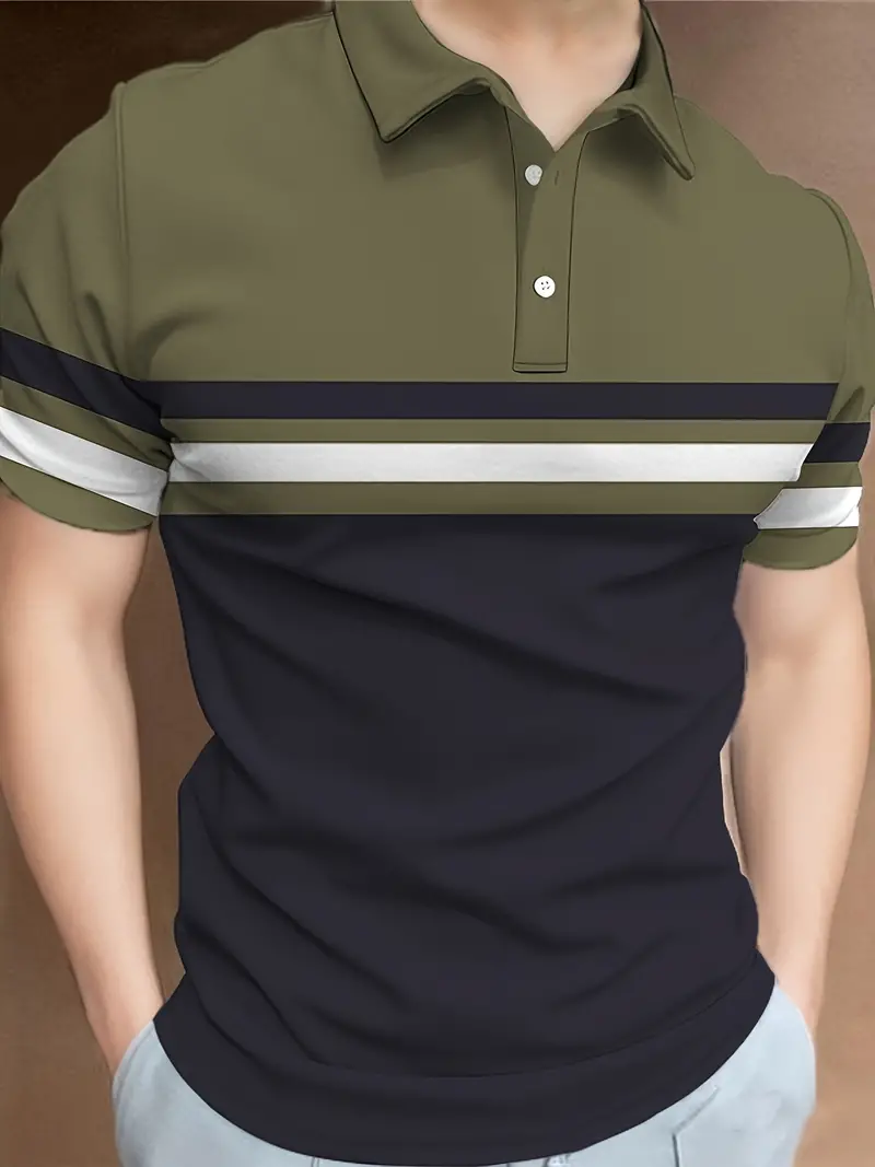 Lysandra® | Trendy Color Block Short Sleeve Shirt With A Striped Pattern - Image 5