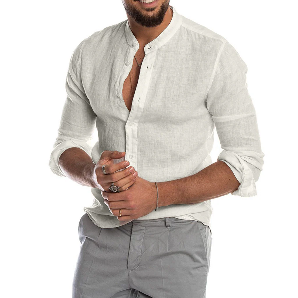 Macario® | Elegant Linen Shirt Without Collar - Image 4