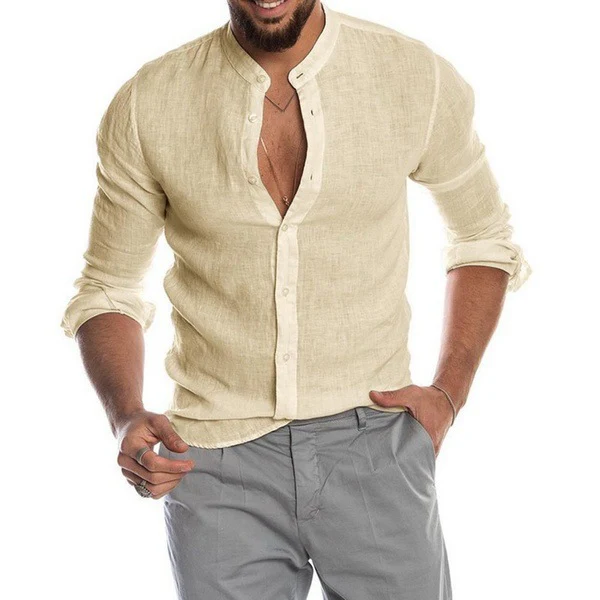 Macario® | Elegant Linen Shirt Without Collar - Image 8