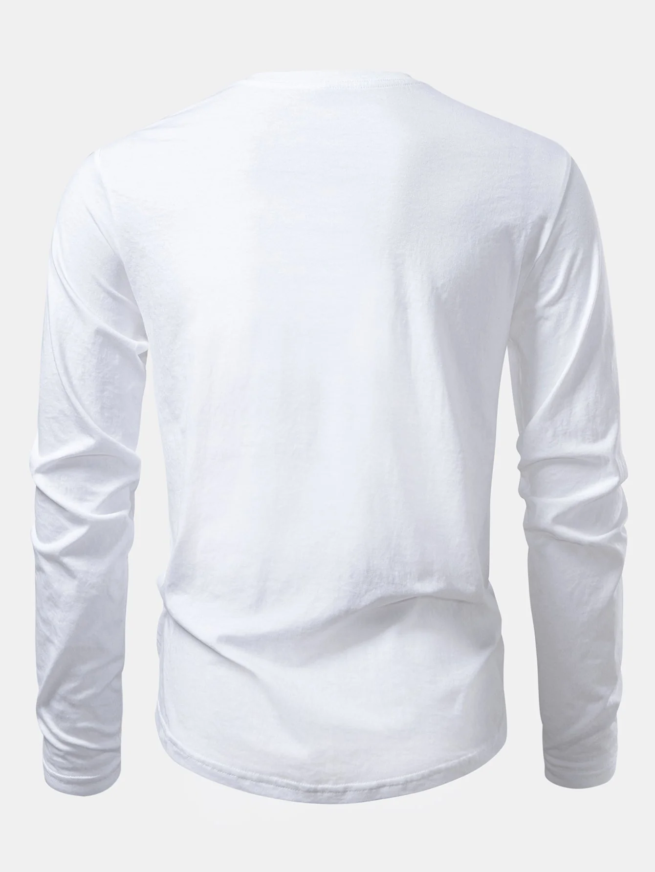 Mahmoud® | Basic Long Sleeve Cotton Arc Hem T-Shirt - Image 4